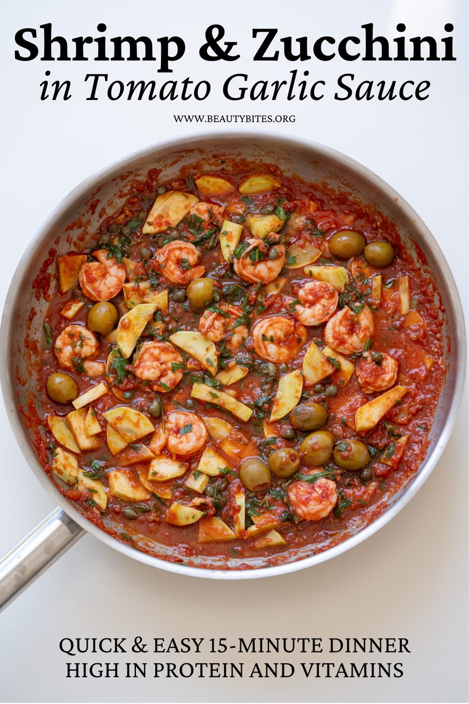 15-minute shrimp and zucchini in garlic tomato sauce