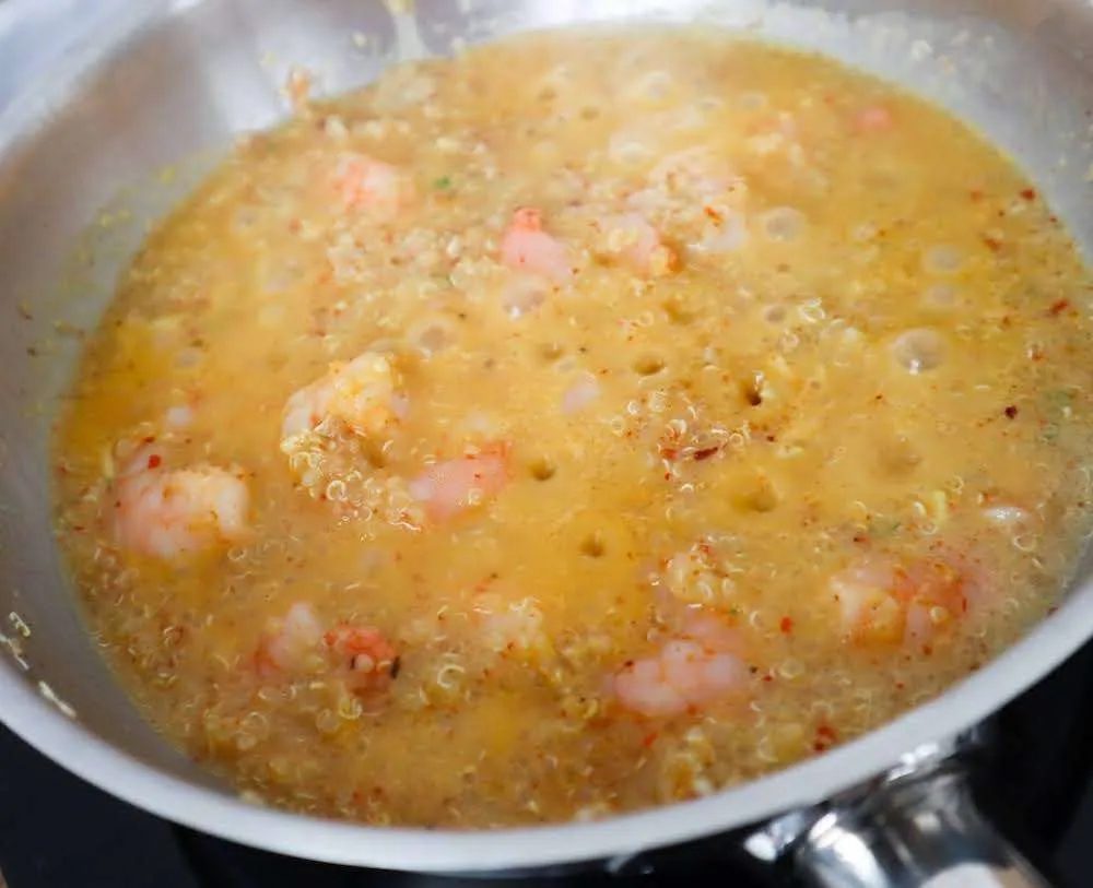 Spiced coconut quinoa and shrimp