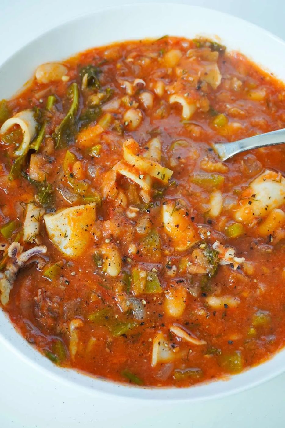 Calamari and bean soup, spicy