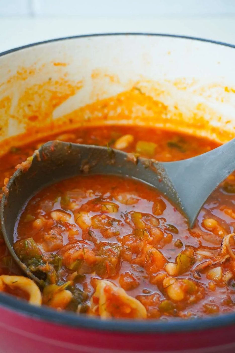 Calamari and bean soup, spicy