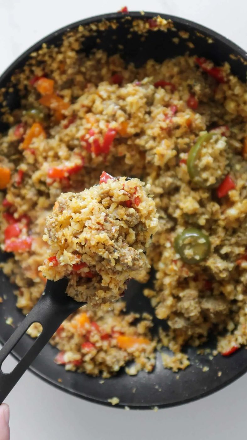 20-minute spicy cauliflower rice with ground turkey