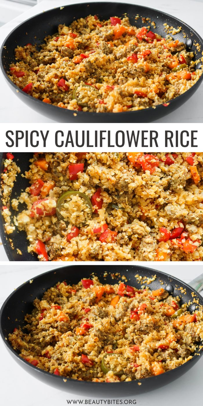 20-minute spicy cauliflower rice with ground turkey
