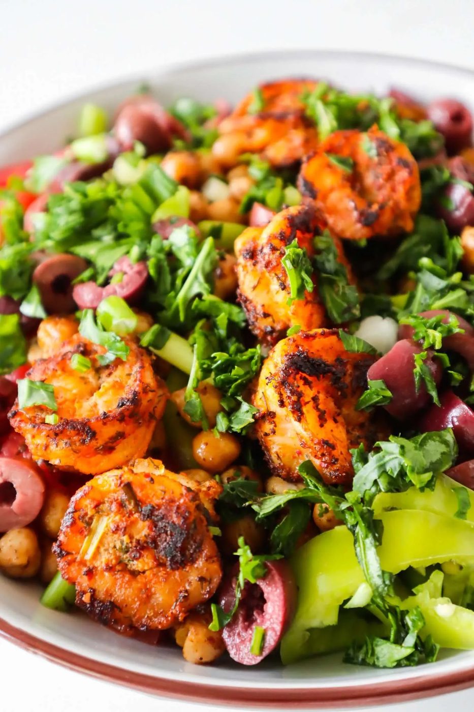 Shrimp chickpea salad, spicy