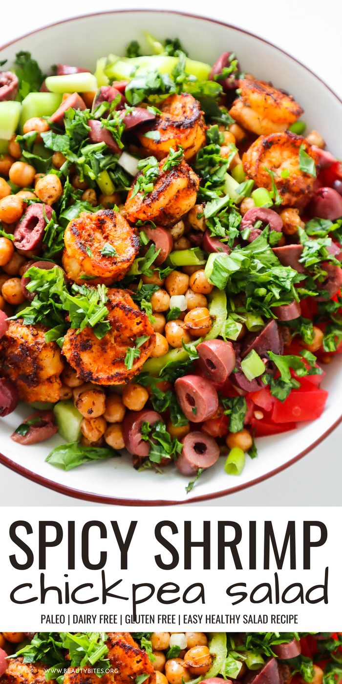 Shrimp chickpea salad, spicy