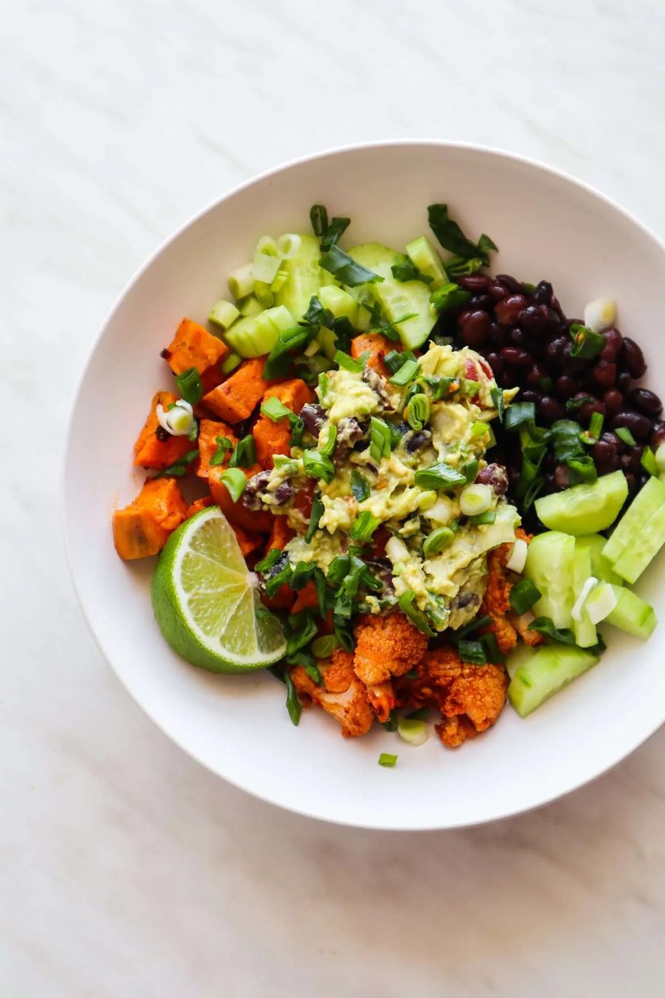 Potato black bean power bowls, sweet
