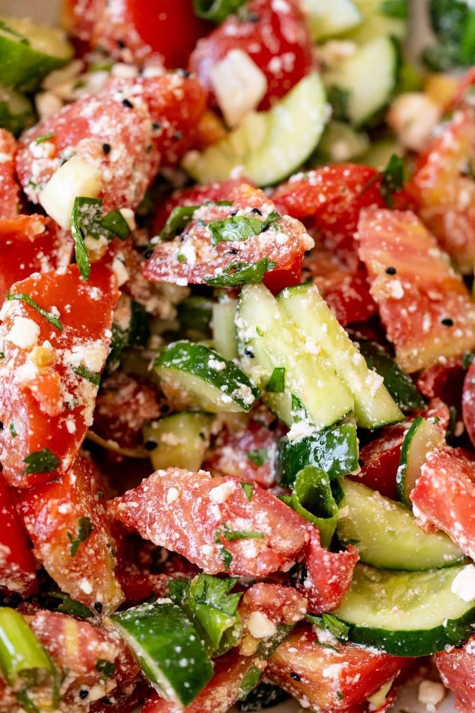 Tomato cucumber feta salad