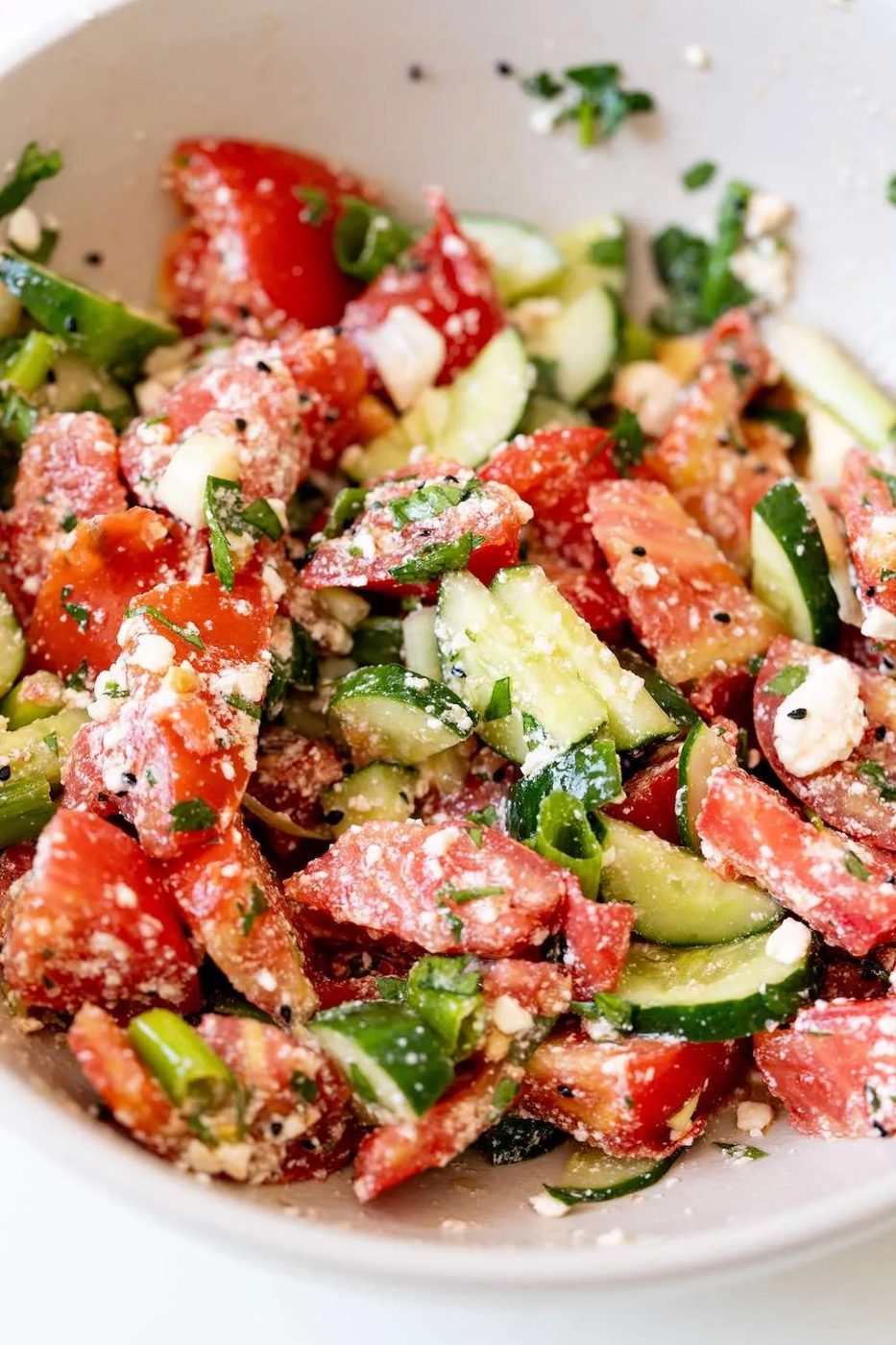 Tomato cucumber feta salad