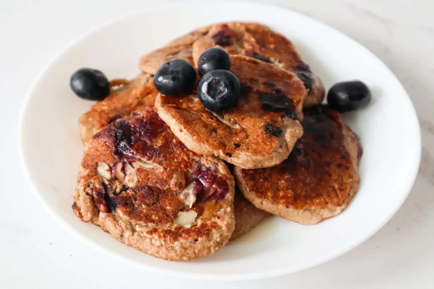 Blueberry banana oatmeal pancakes, vegan