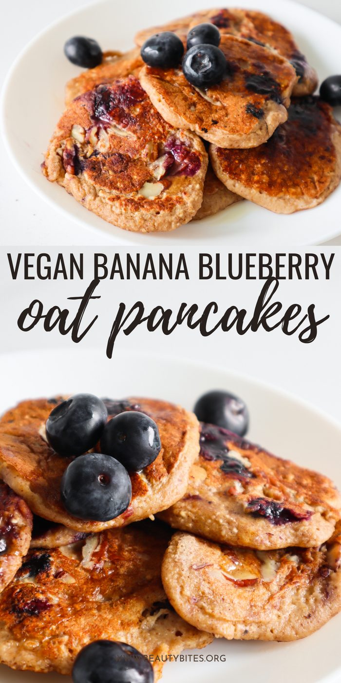 Blueberry banana oatmeal pancakes, vegan