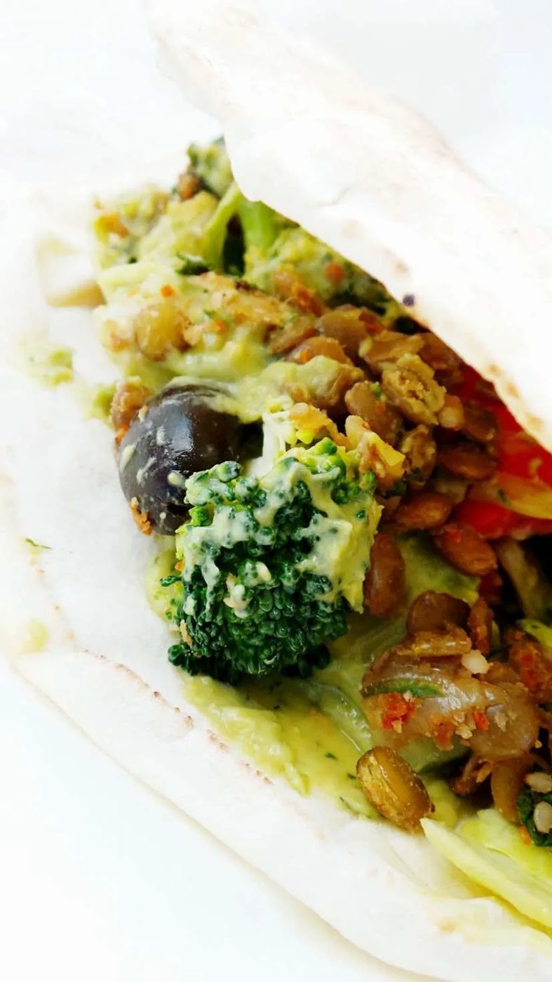Awesome vegan lentil wraps
