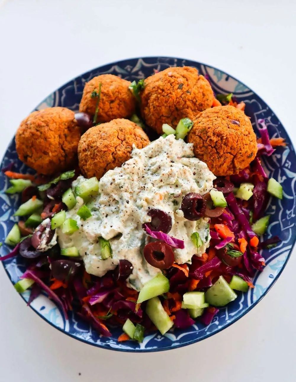 Mediterranean meatball bowls, vegan