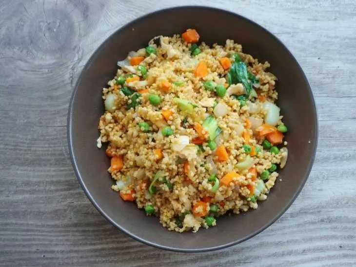 Vegetable fried millet, vegetarian and gluten-free