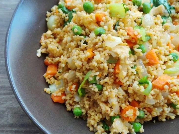 Vegetable fried millet, vegetarian and gluten-free