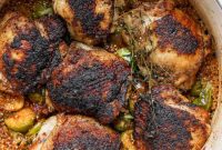 Dutch Oven Roasted Chicken Thighs with Caramelized Brussels Sprouts
