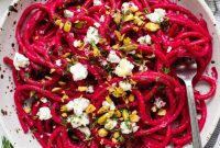 Crimson Beet Pasta with Roasted Garlic