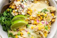 Easy Skillet Street Corn Chicken Enchiladas