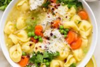 Lemon Tortellini Soup with Sweet Peas