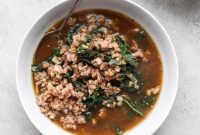 Hearty Ground Turkey, Farro, and Kale Soup