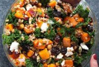 Autumn Farro Salad with Roasted Butternut Squash and Kale