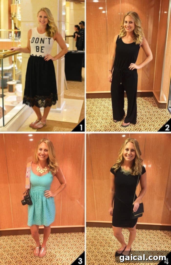 Effortlessly Slim: My Vacation Outfit Showcase 3 Discover effortless vacation style, featuring comfortable yet chic outfits perfect for any cruise or getaway. Explore dressy dinner looks and casual daytime ensembles.