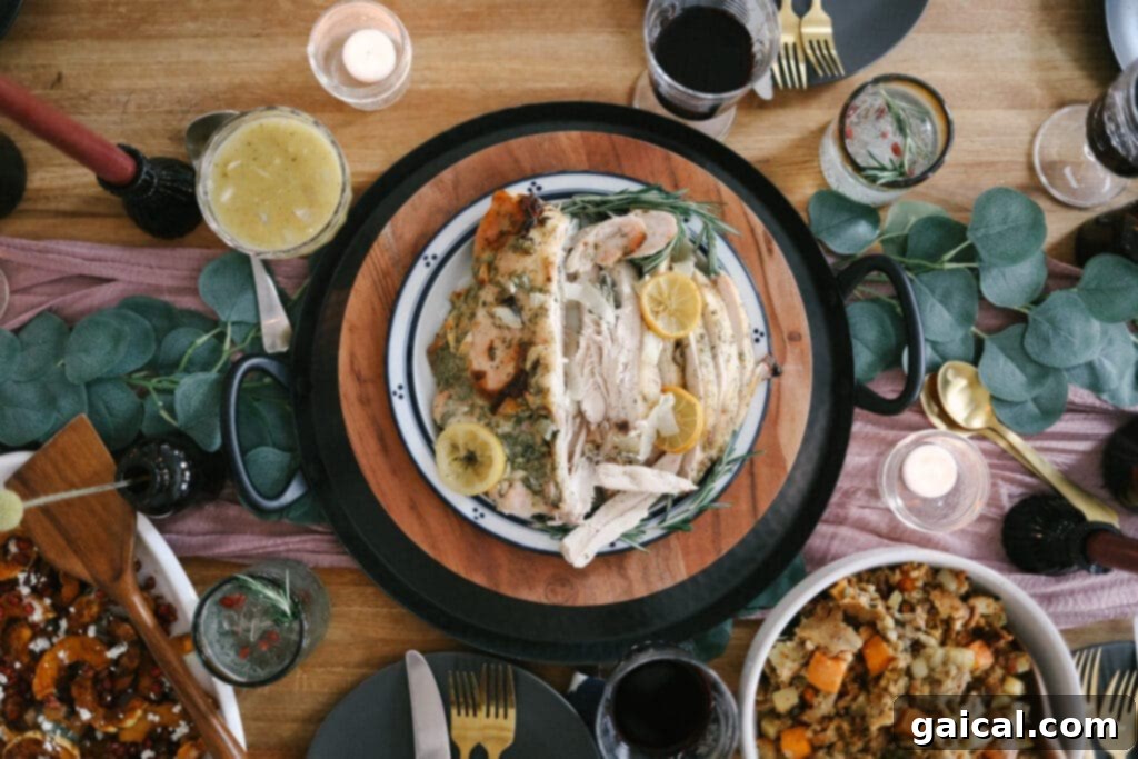 Ranch roasted turkey breast on a platter