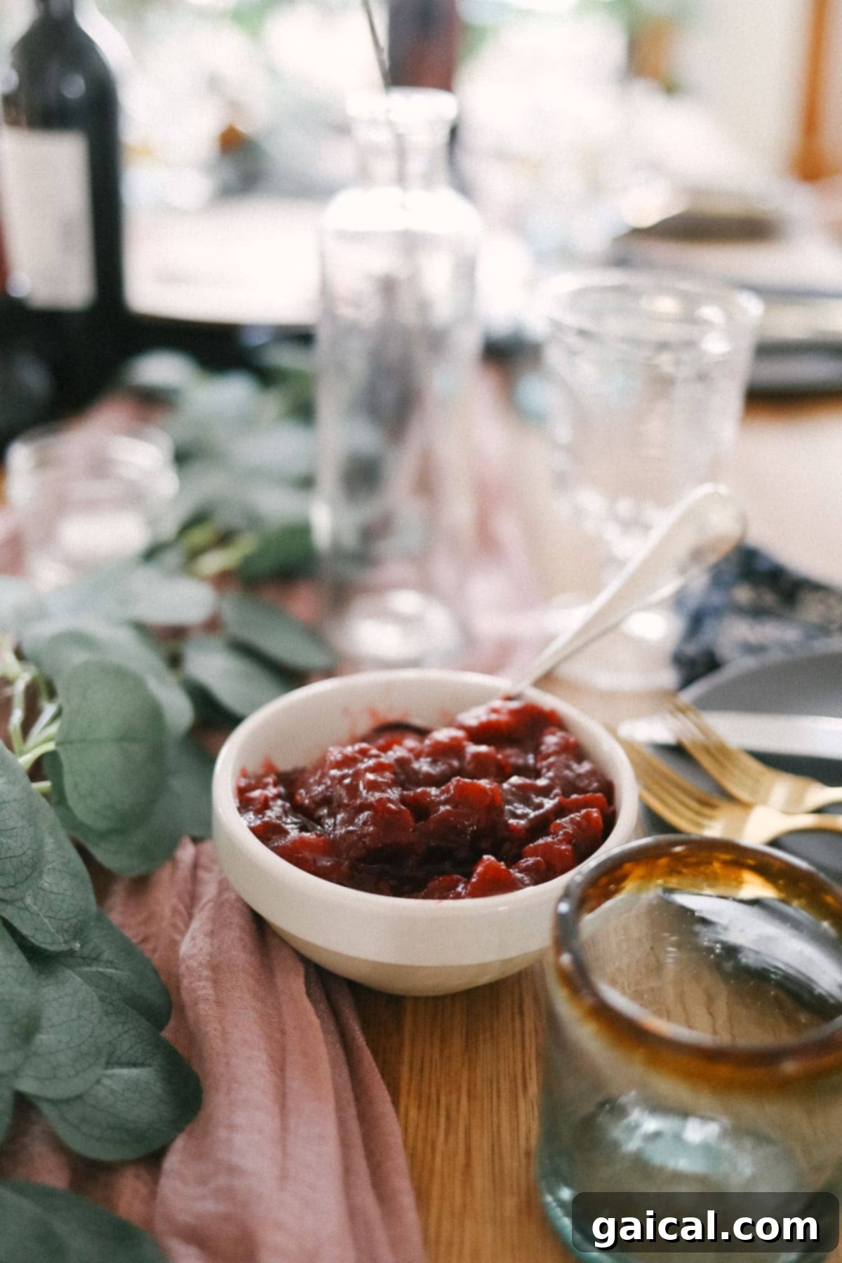 Lemon ginger cranberry sauce in a bowl