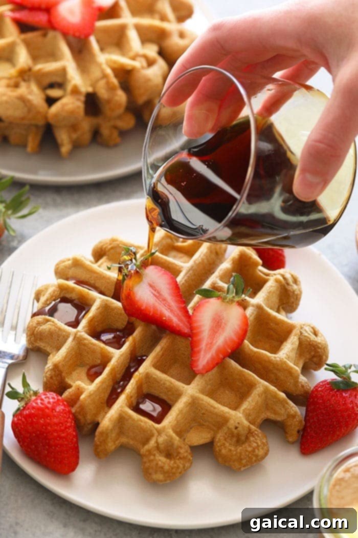 Protein Waffles for a Balanced Lifestyle A stack of healthy protein waffles, ready to be served