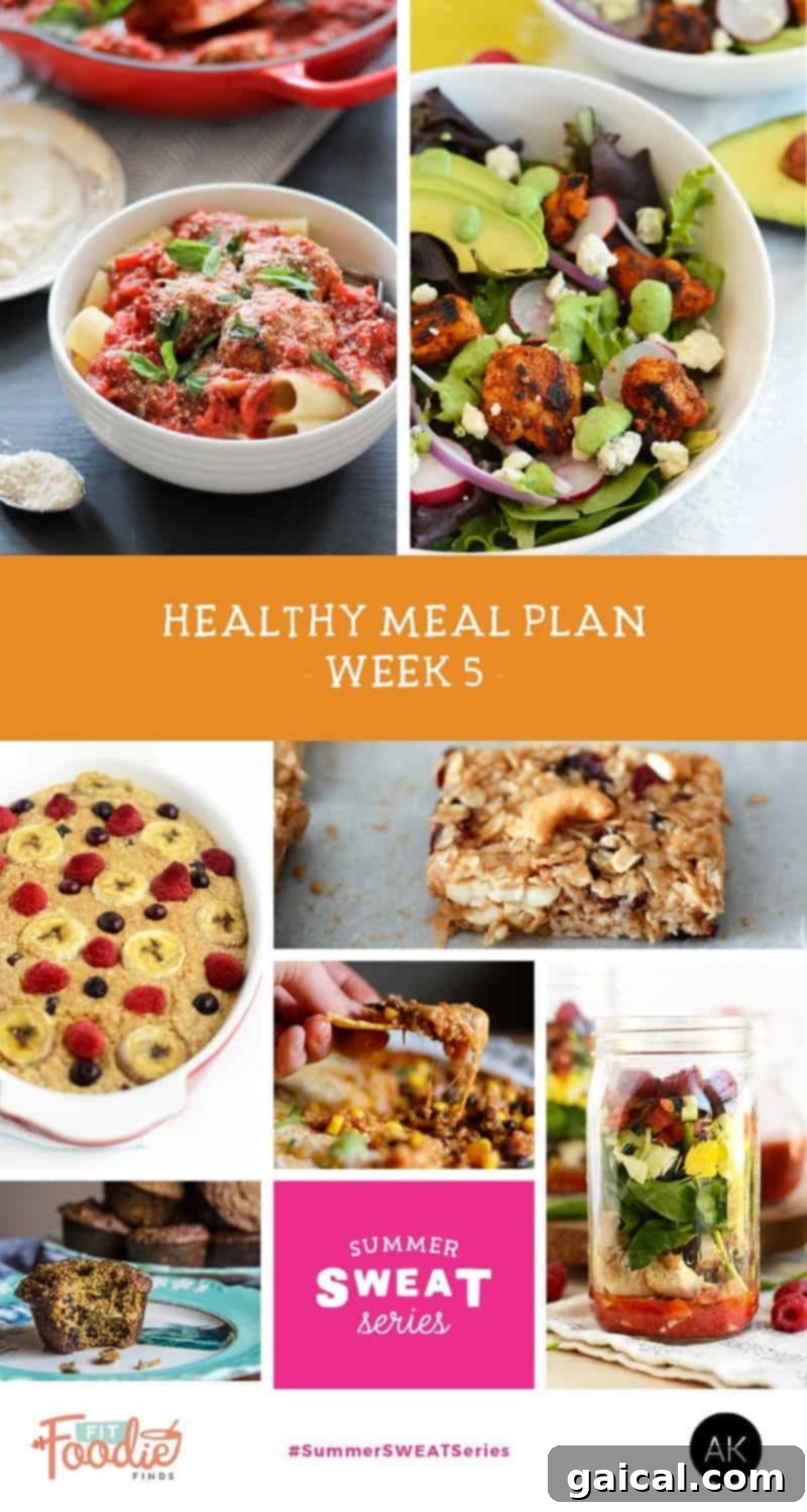 Summer Sweat Series: Week 5 - The Power Surge 3 Summer SWEAT Series Week 5 Meal Plan and Grocery List from Ambitious Kitchen and Fit Foodie Finds, featuring healthy, balanced meals and #desserteveryday philosophy.