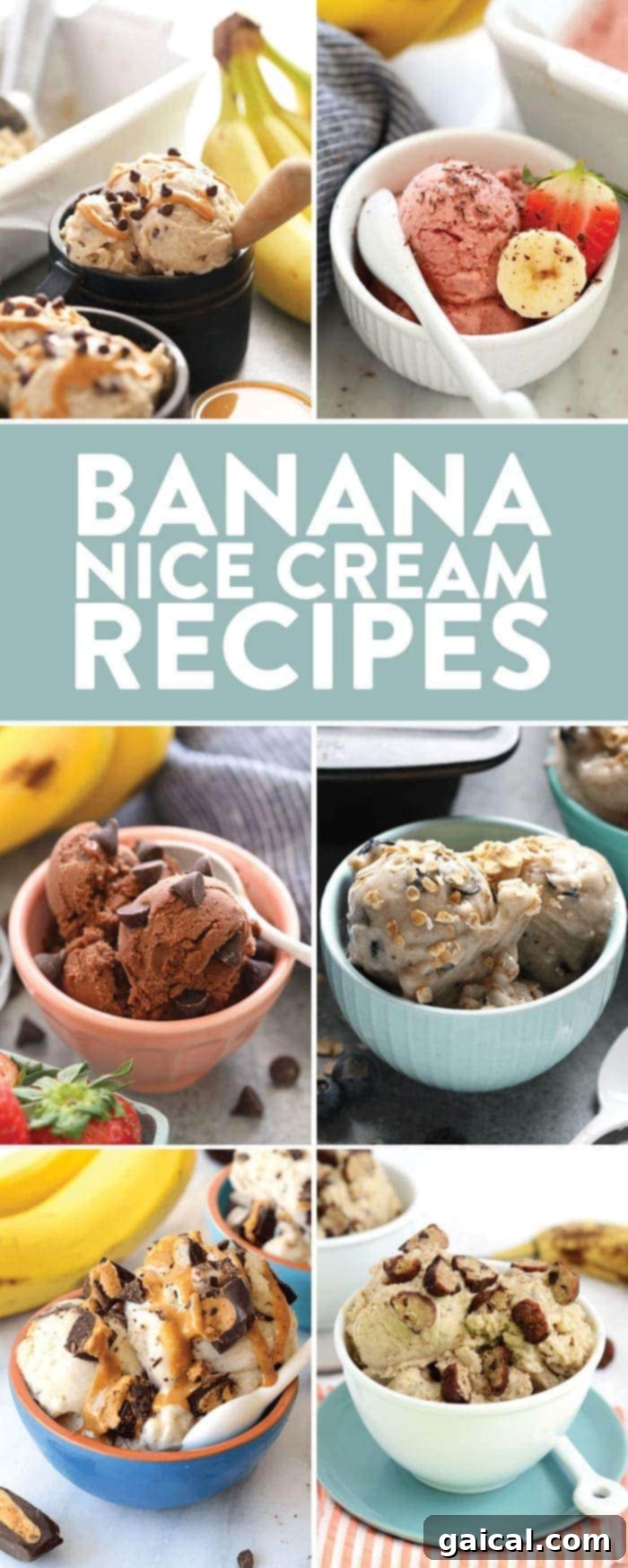 Collection of banana nice cream recipes