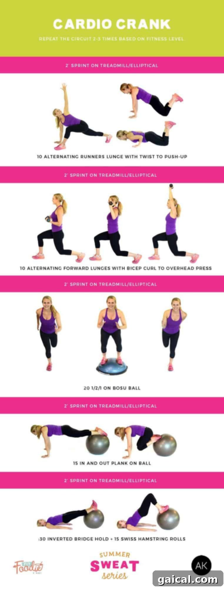 Torch Calories with this Cardio Workout that combines 2 minute sprint intervals and full-body strength exercises!