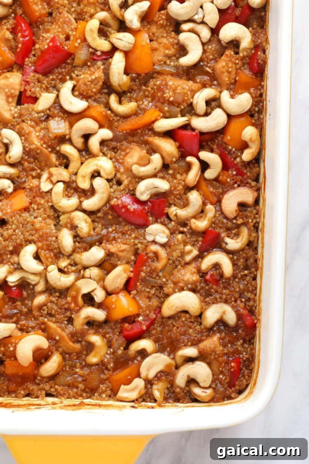 cashew chicken quinoa bake