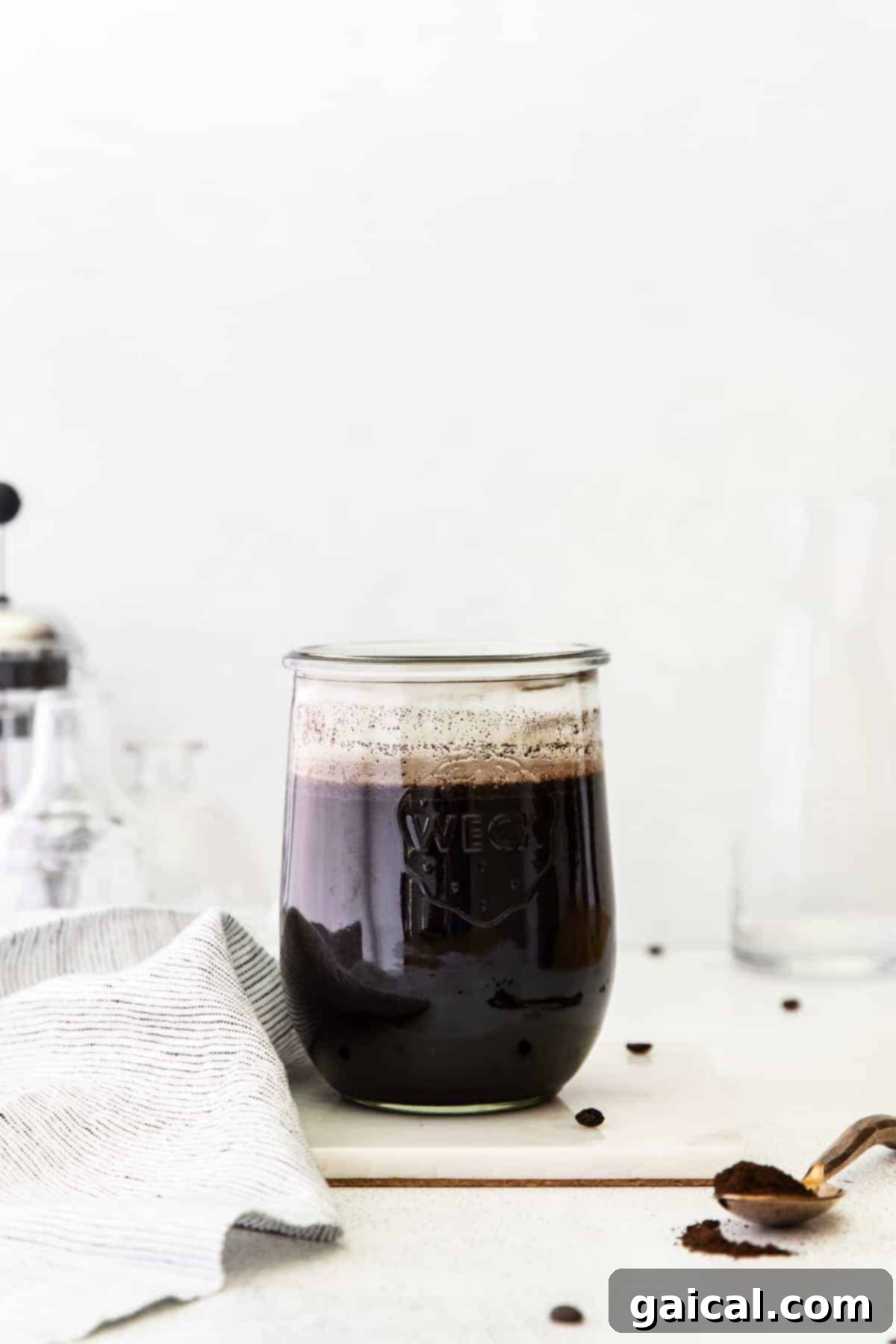 Crafting the Perfect Cold Brew 7 Cold brew coffee sitting in coffee grounds