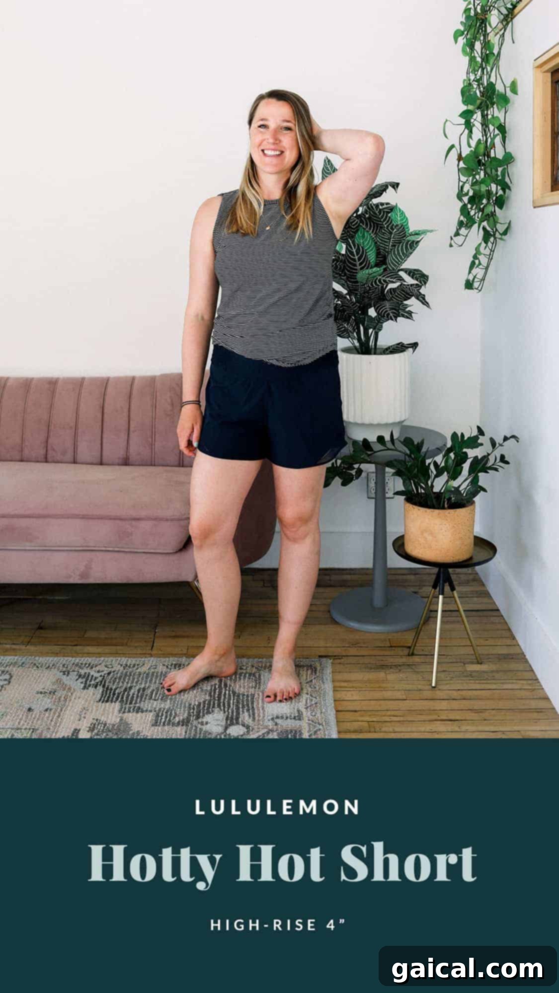A woman in activewear, showcasing the lightweight and functional design of the Lululemon Hotty Hot 4