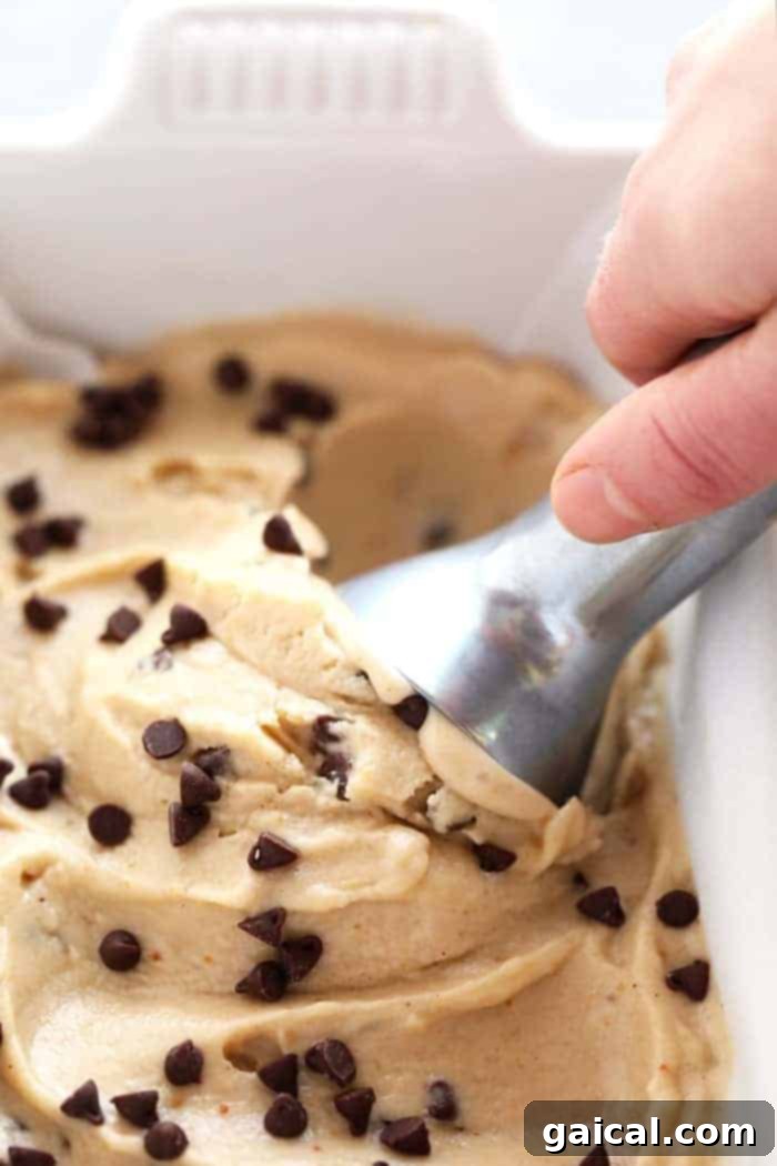 Creamy Peanut Butter Chocolate Chip Banana Nice Cream Close-up shot of creamy Peanut Butter Chocolate Chip Banana Nice Cream, showcasing its smooth texture and melted chocolate chips.