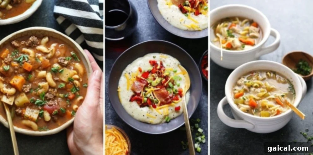 SOUP ME. Our soup recipes are some of our most popular recipes with all the kids. Our Instant Pot Hamburger Soup and our Slow Cooker Chicken Noodle Soup are a fan favorite.We love making a bit batch of soup and freezing it for when you need a quick fix for dinner! Assortment of kid-friendly soup recipes like chicken noodle soup, hamburger soup, and potato soup.