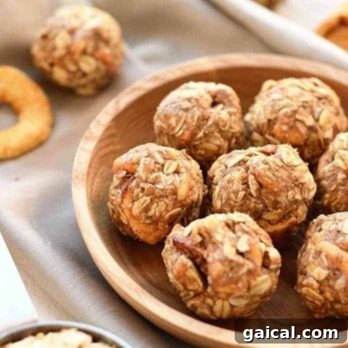 Delicious Apple Chai Energy Balls arranged artistically in a rustic bowl, showcasing a healthy and easy fall sweet treat perfect for on-the-go snacking.