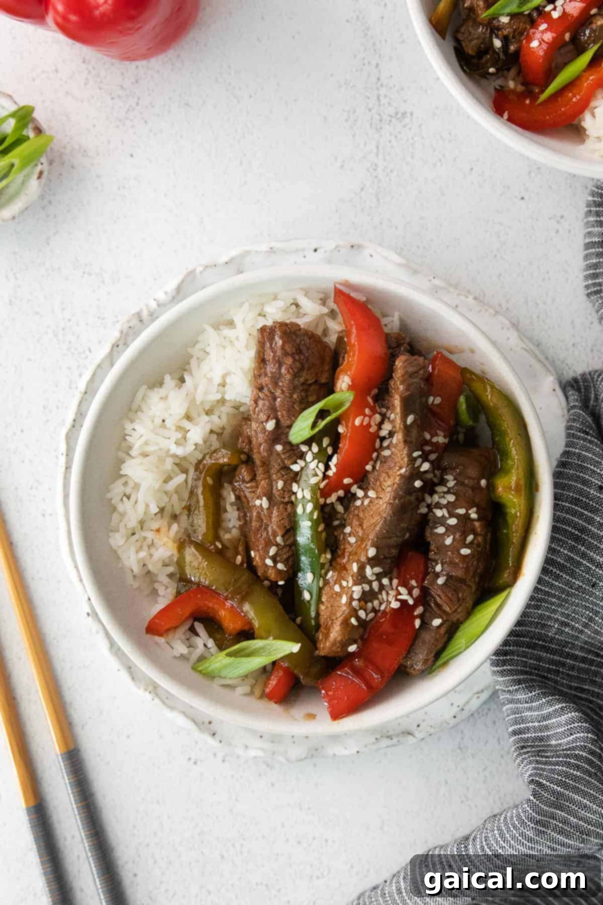Sizzling Pepper Steak 2 Pepper steak over rice