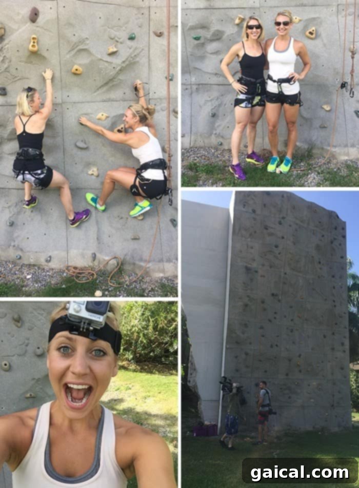 Experience thrilling activities like rock climbing at Sandals Ochi Beach Resort in Ocho Rios, Jamaica, a highlight of your Funjet Vacations trip which also includes snorkeling, food, and SUP.