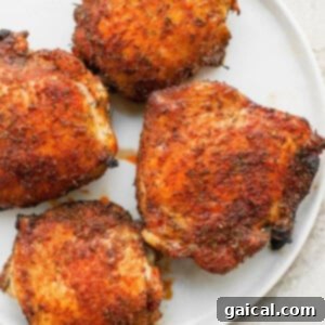 Crispy air fryer chicken thighs on a plate