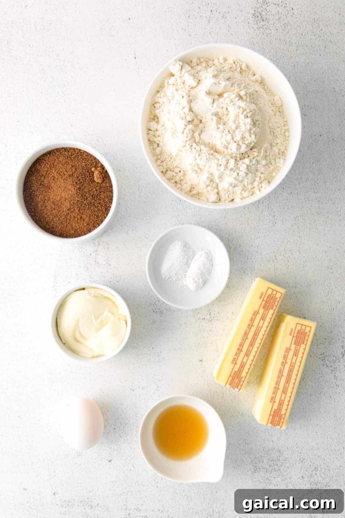 Maple Sugar Cookie Ingredients Assortment of maple sugar cookie ingredients meticulously arranged on a kitchen counter, ready for baking.