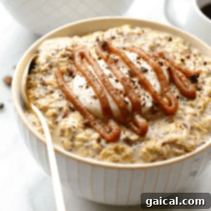 Java Overnight Oats 6 Coffee-infused Overnight Oats with a drizzle of caramel sauce.
