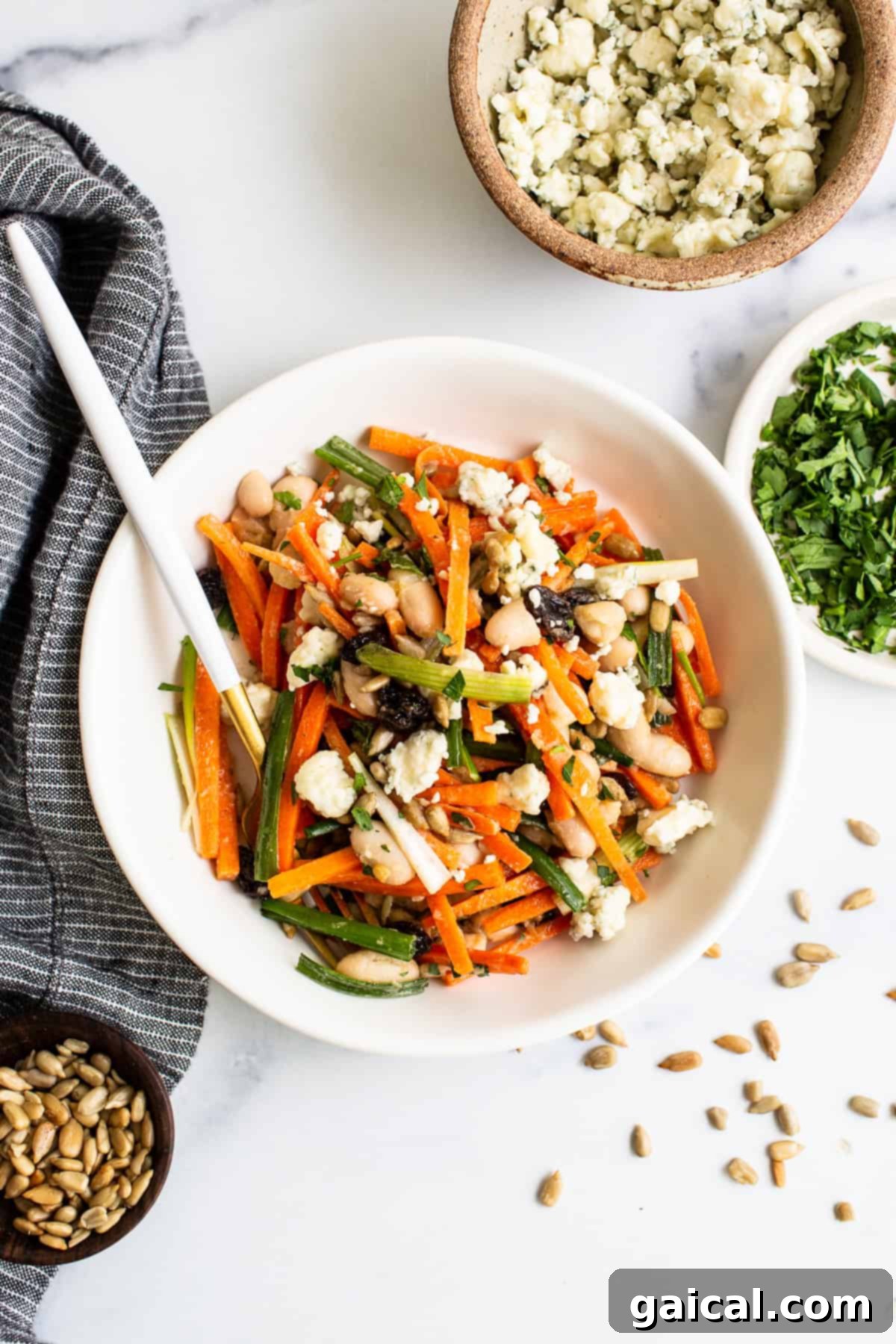 A small bowl of French Carrot Salad, perfectly portioned and ready to be enjoyed as a side or light meal.