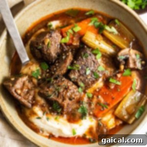 Guinness Beef Stew ready to serve, a delicious and comforting meal.