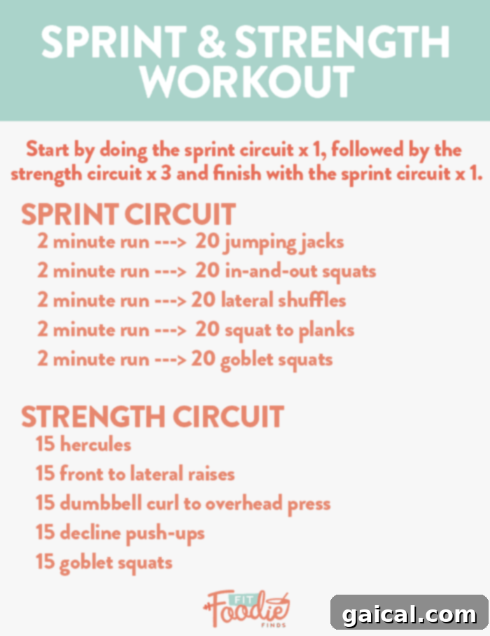 Maximize your fitness with a full-body sprint and strength workout circuit, perfect for enhancing cardio and building muscle.