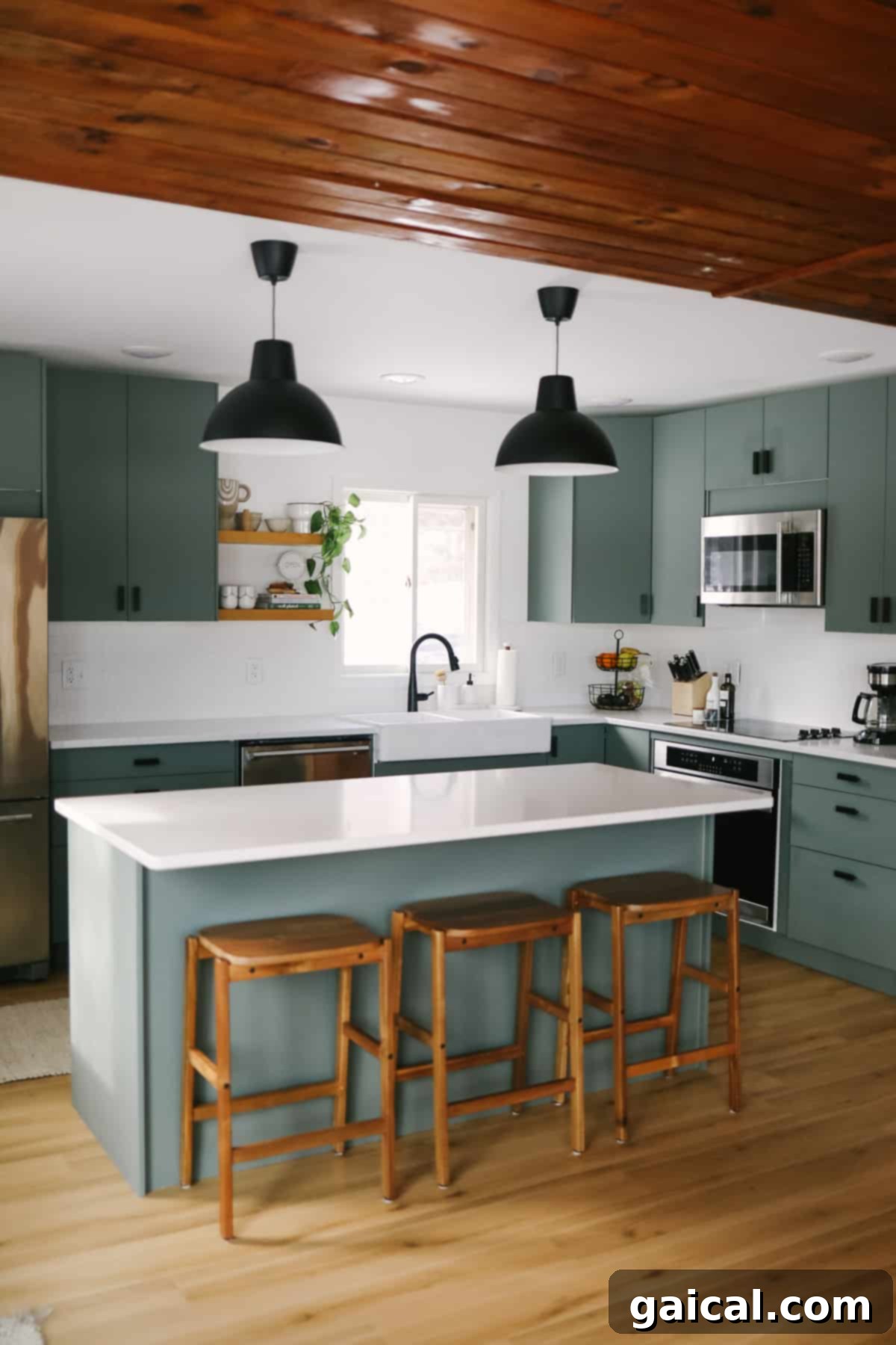 Kitchen island with IKEA pendant lights