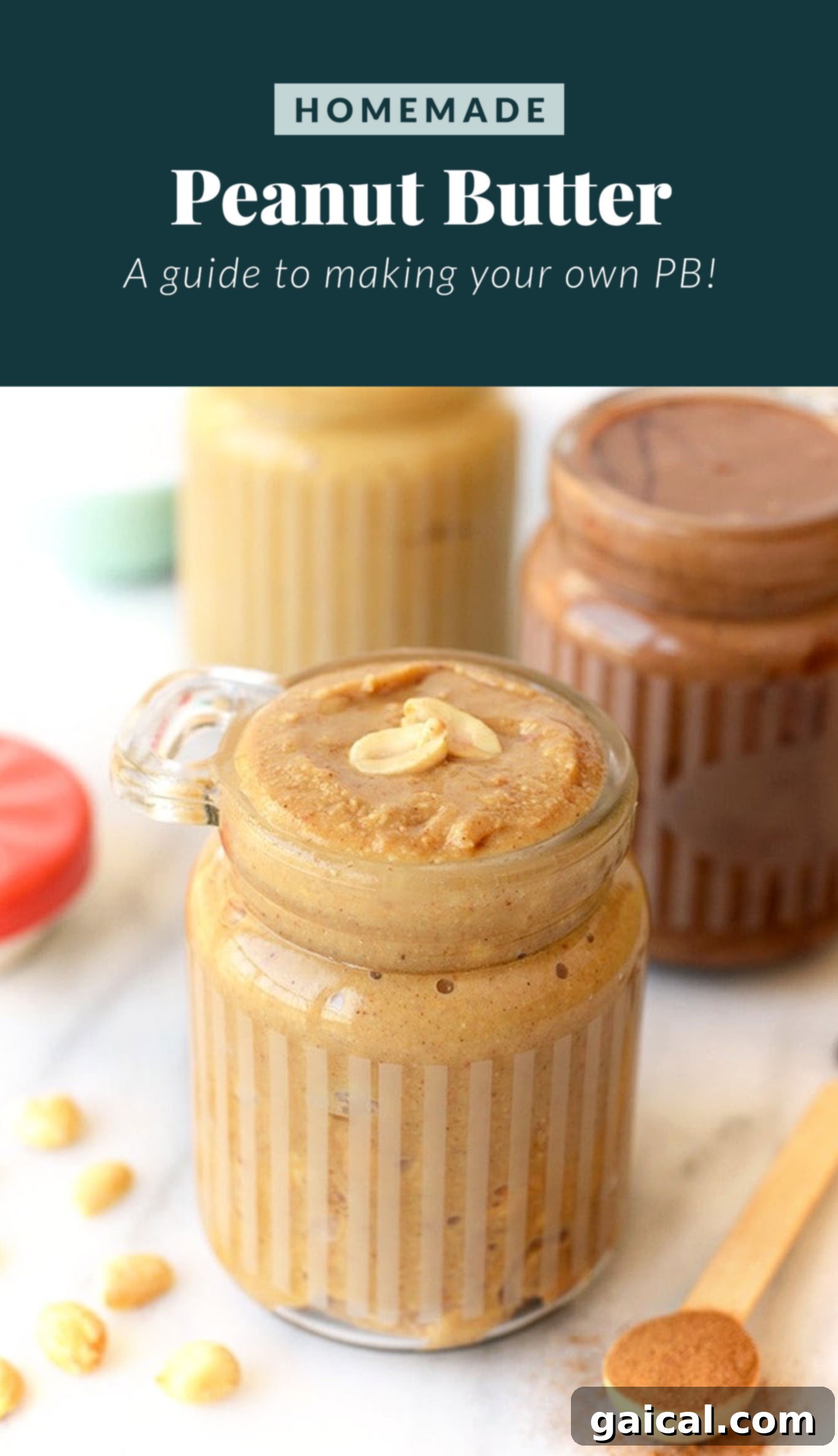 Homemade peanut butter in a jar, showcasing its fresh and natural appearance.