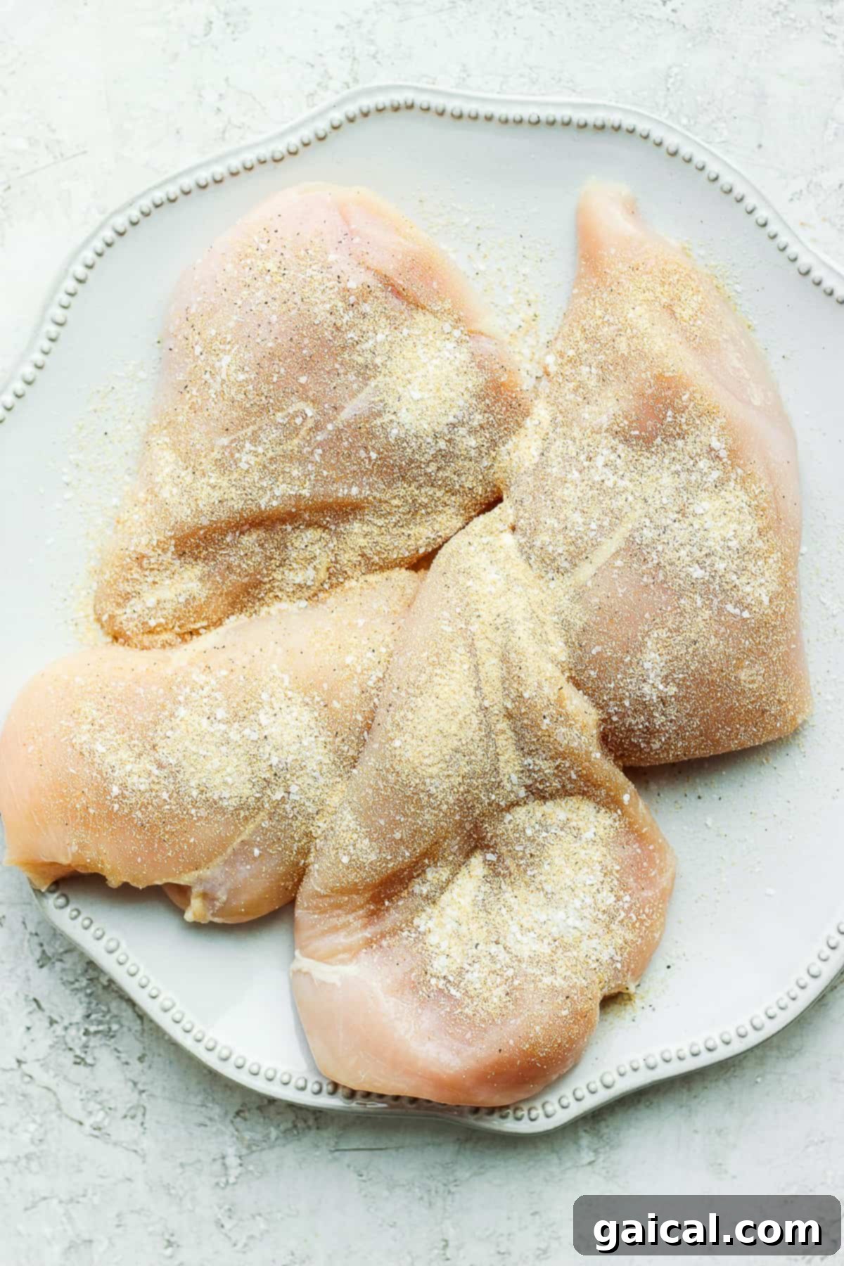 Smoky Chipotle Chicken 2 Seasoned chicken breasts, ready for searing.