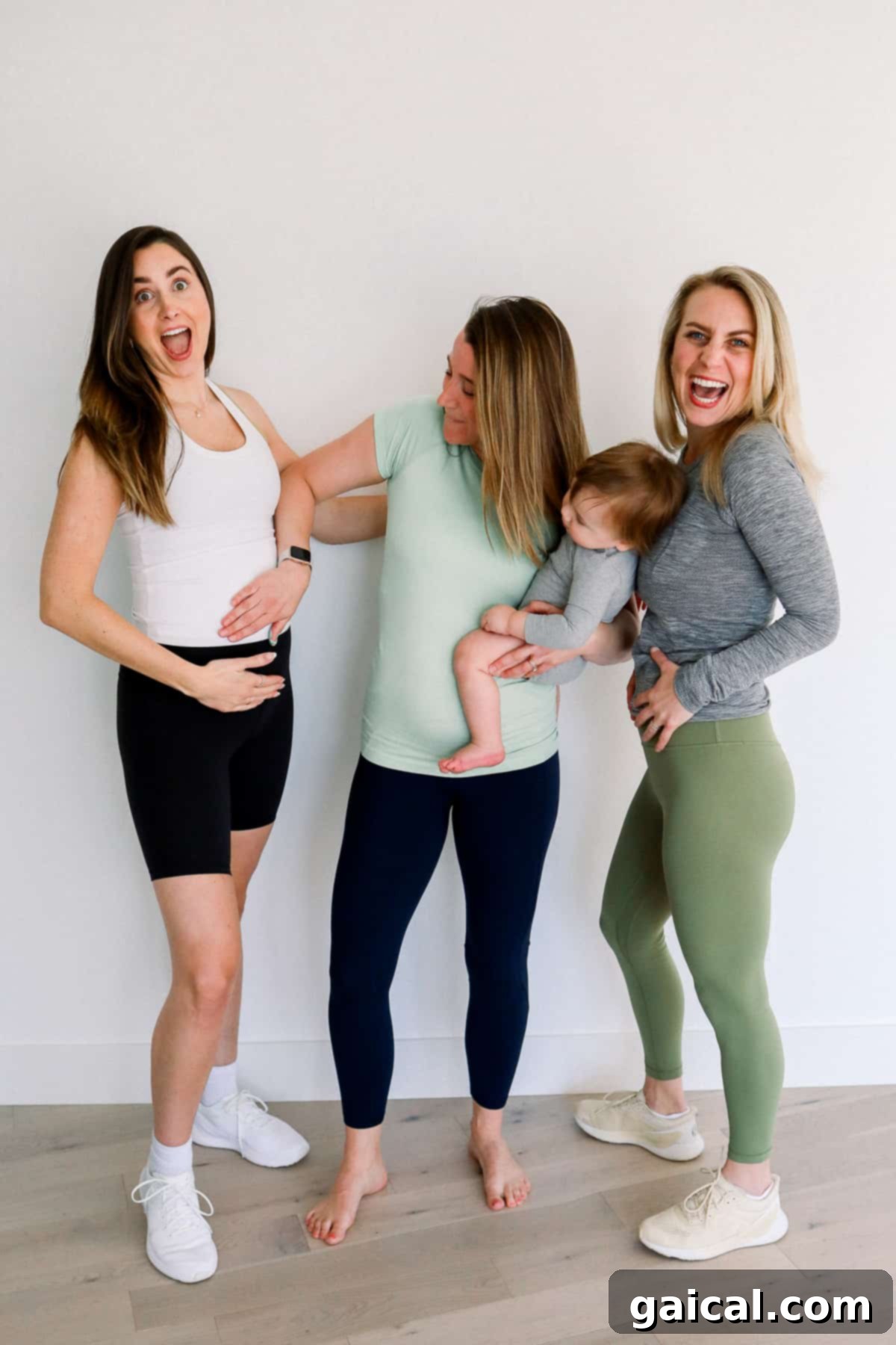 Best Lululemon Maternity & Postpartum Essentials Smiling pregnant woman wearing comfortable Lululemon maternity gear, showcasing the versatility of activewear during pregnancy and postpartum.
