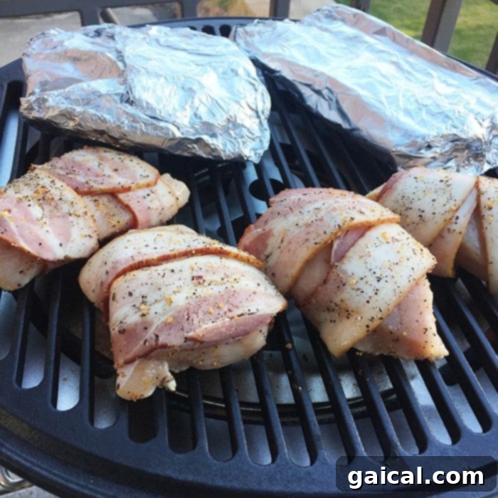 My 26th Birthday Weekend Treadmill Ladder Challenge 5 Grilling delicious bacon-wrapped chicken breast on a new Fuego Element Grill for a birthday dinner