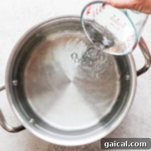 Adding water to a pot, preparing for the chicken brine.